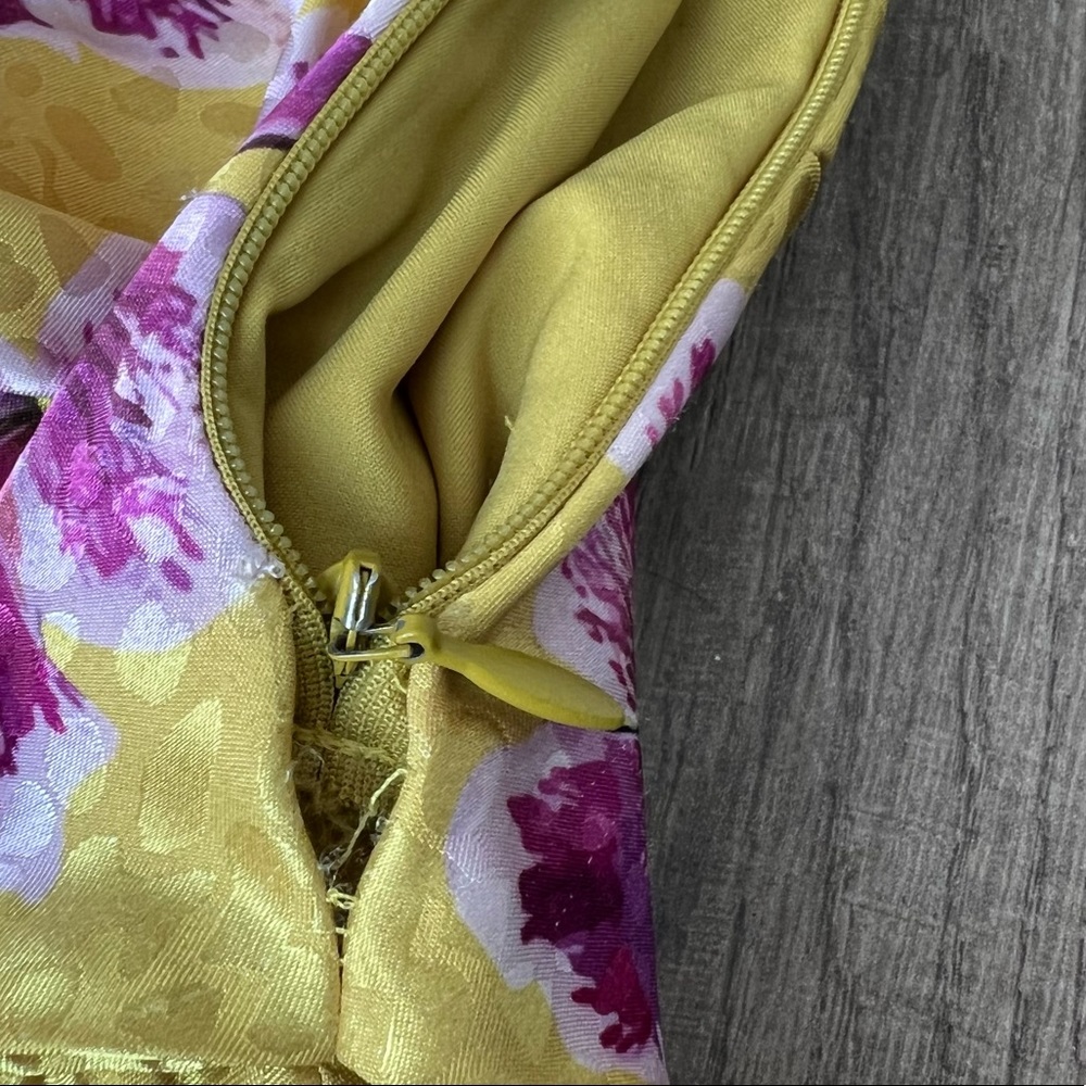 Borgo De Nor Yellow Purple Jacquard Satin One Shoulder Christina Dress 4 NTW - Picture 12 of 14